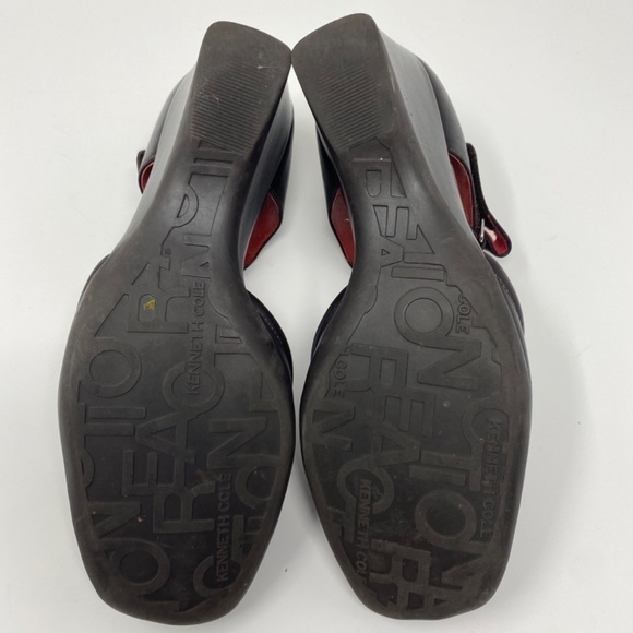 Kenneth Cole Square Toe Brown Leather Wedge Heels - Picture 10 of 11